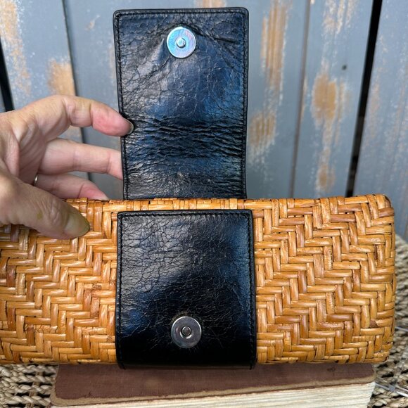 Tory Burch Rattan Logo Clutch Natural/Black - Picture 3 of 12